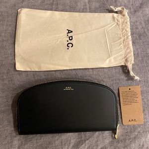 A.P.C. Demi-Lune Wallet Black Leather NWT